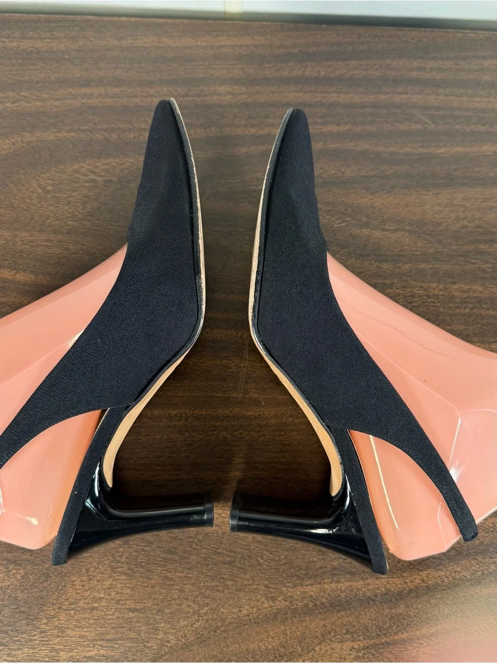 ETIENNE AIGNER Leather 'Melrose' Fabric Slingback Dress Heels~Black~Size 8 M